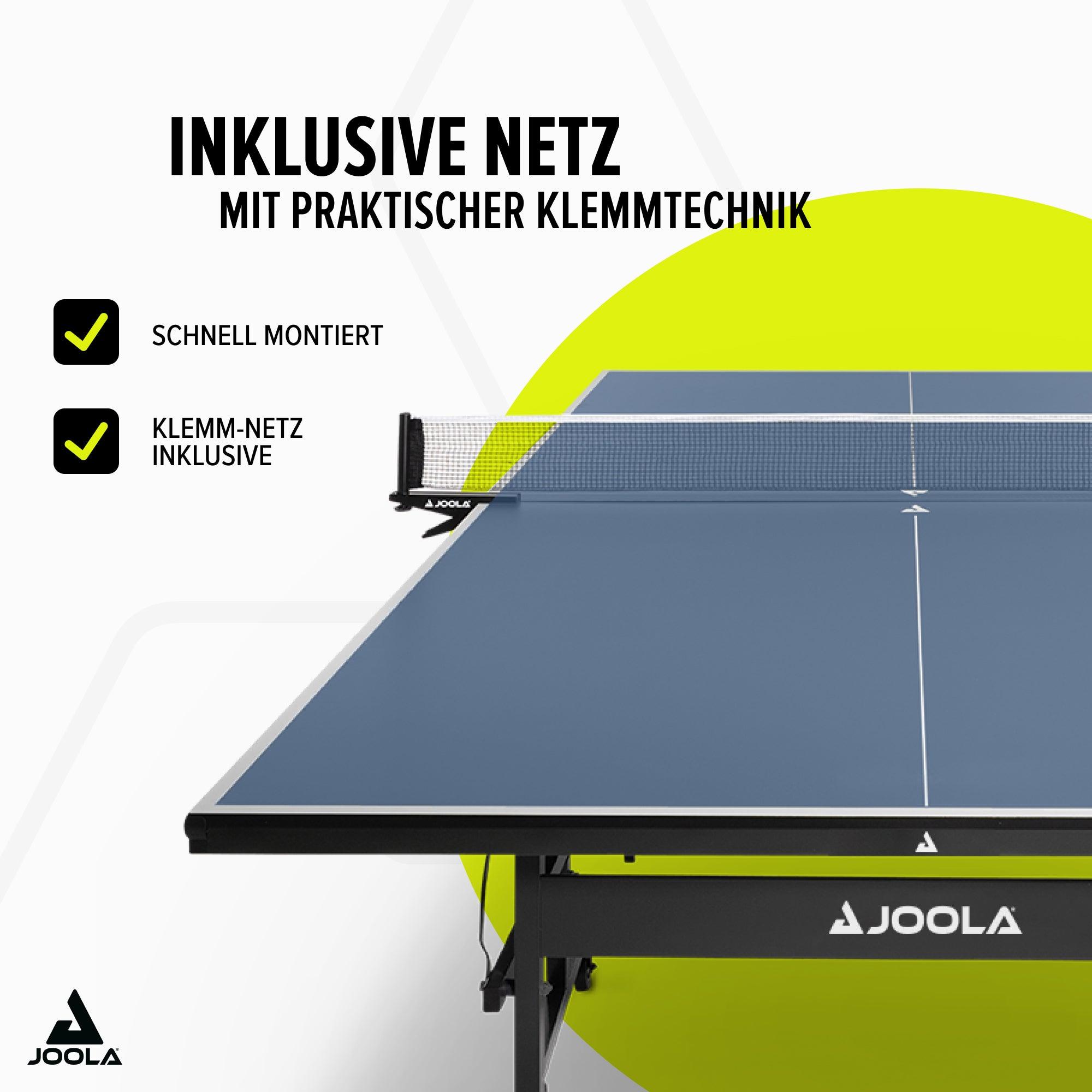 Tischtennisplatte mit Netz und praktischer Klemmtechnik, schnell montierbar, Marke JOOLA.