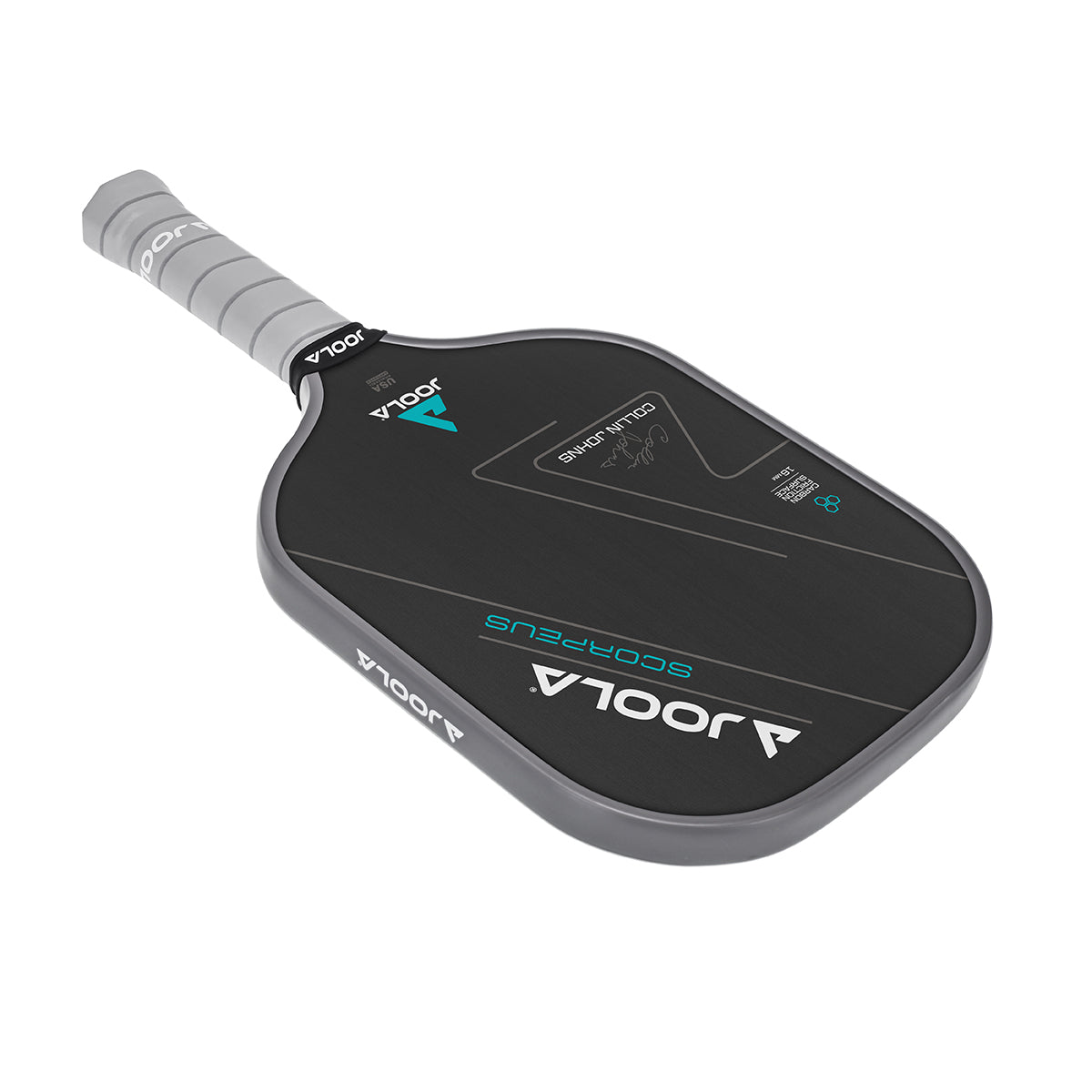 Gesamtansicht des JOOLA Pickleball Schläger Collin Johns Scorpeus CFS 16 mit Fokus auf das kompakte Design.