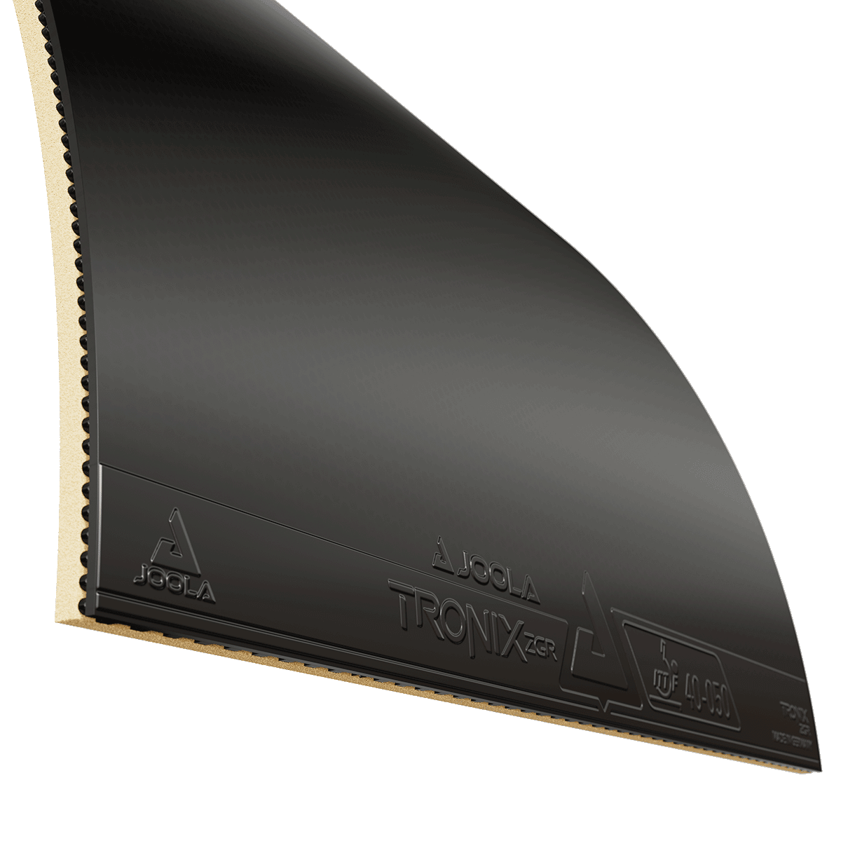 Schwarze JOOLA Tischtennisbelag mit Noppen und Schwamm, Modell Tronix GR.