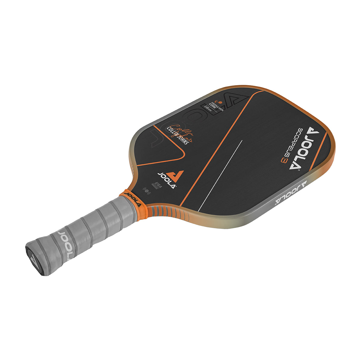 Fokus auf das Material des JOOLA Pickleball Schläger Collin Johns Scorpeus 3 16, zeigt das innovative Design.