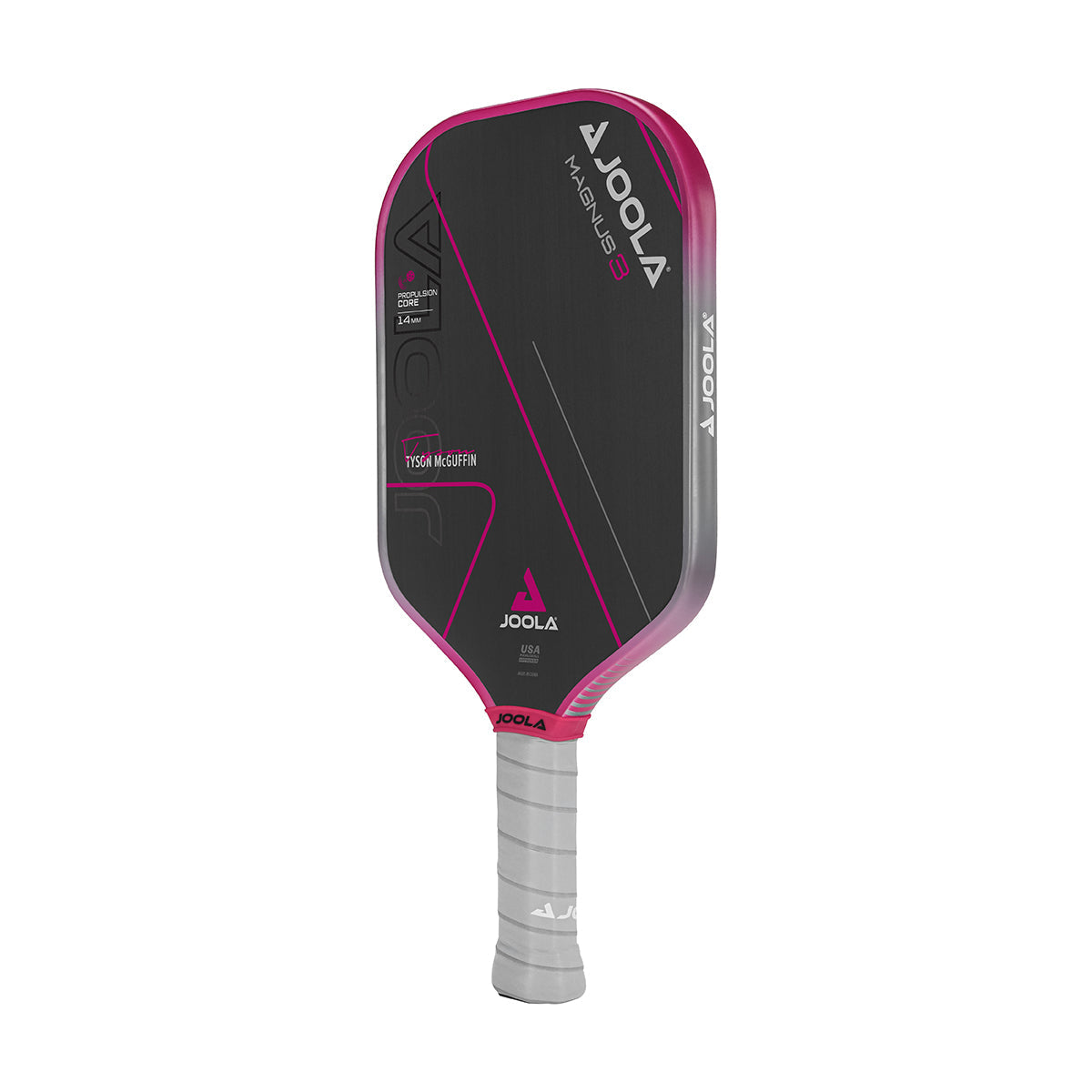 Fokus auf das Material des JOOLA Pickleball Schläger Tyson McGuffin Magnus 3 14, zeigt das innovative Design.