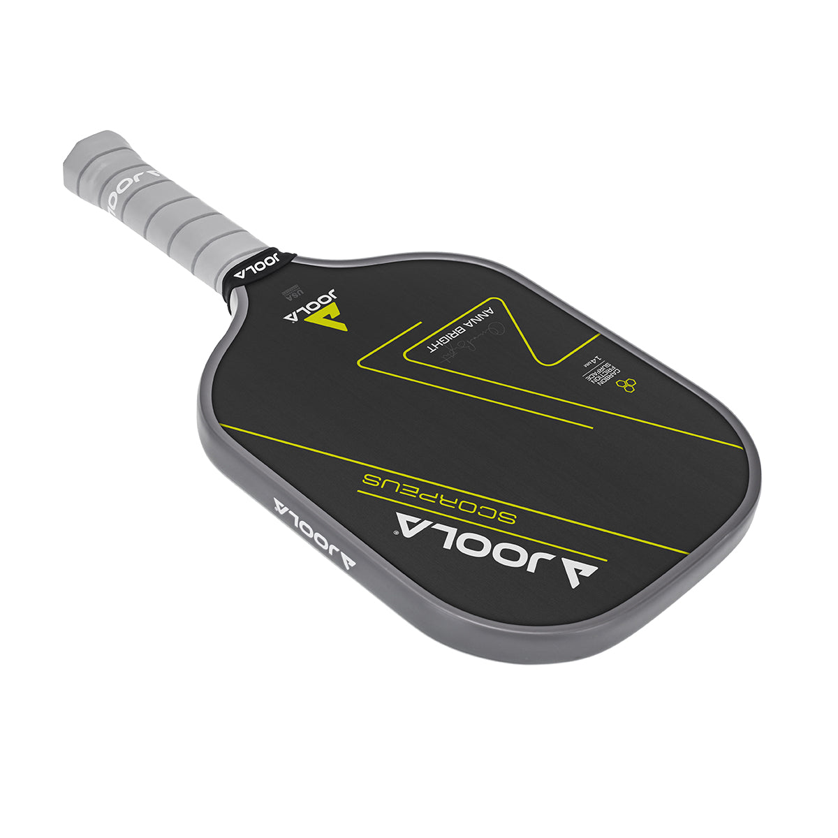 Gesamtansicht des JOOLA Pickleball Schläger Anna Bright Scorpeus CFS 14 mit Fokus auf das kompakte Design.