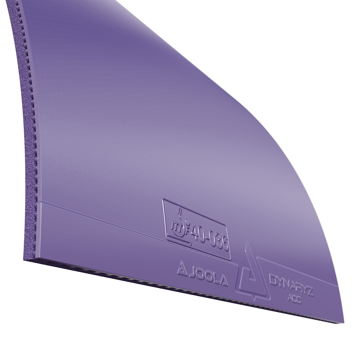 Lila Tischtennisbelag JOOLA Dynaryz ACB mit glatter Oberfläche und Prägung.