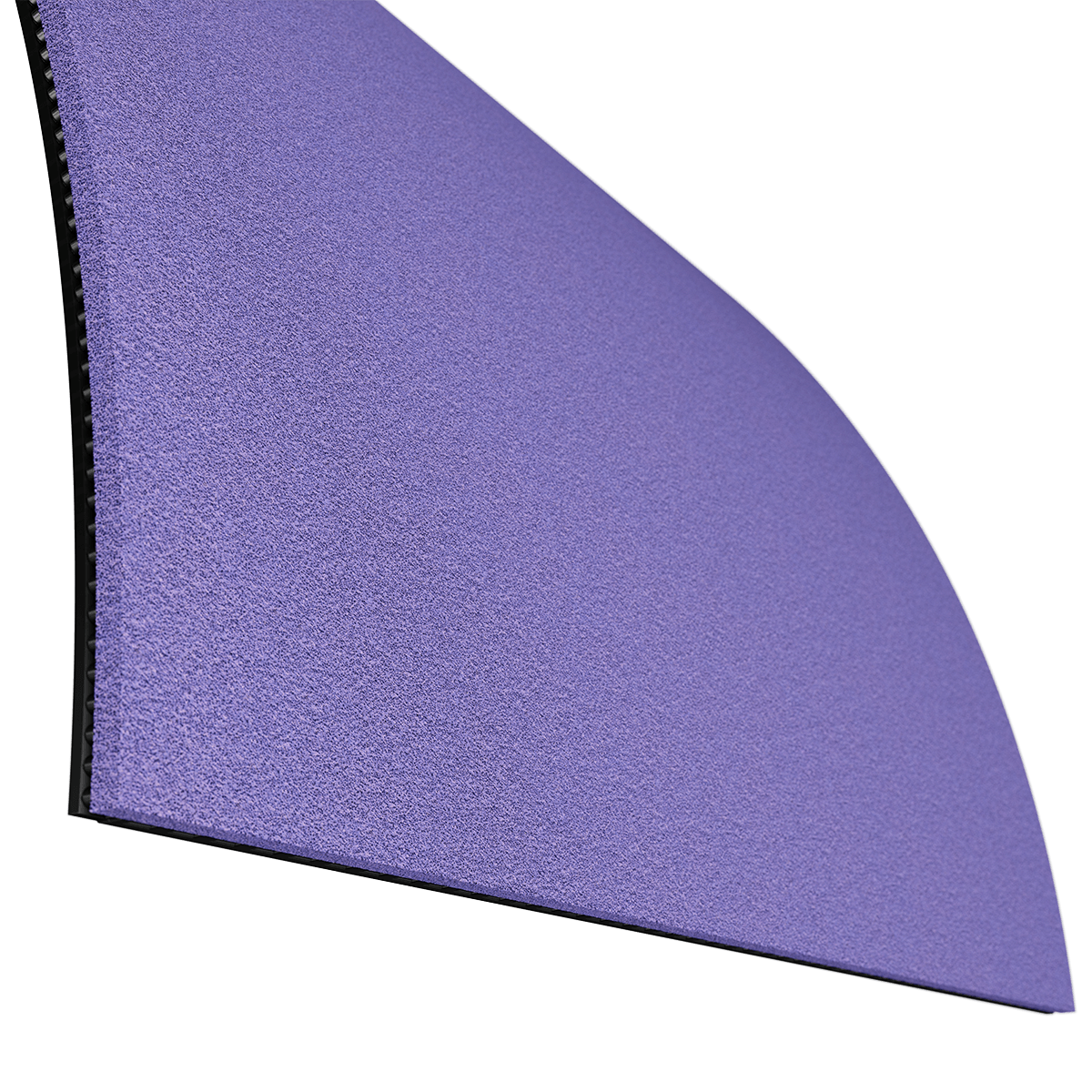 Lila Tischtennisbelag mit abgerundeter Ecke und strukturierter Oberfläche.