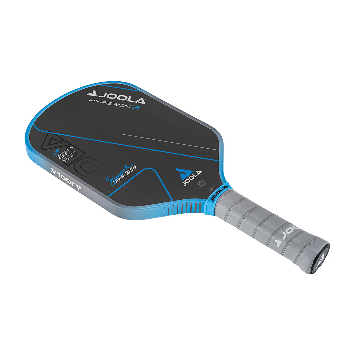 Gesamtansicht des JOOLA Pickleball Schläger Simone Jardim Hyperion 3 16 mit Fokus auf das kompakte Design.