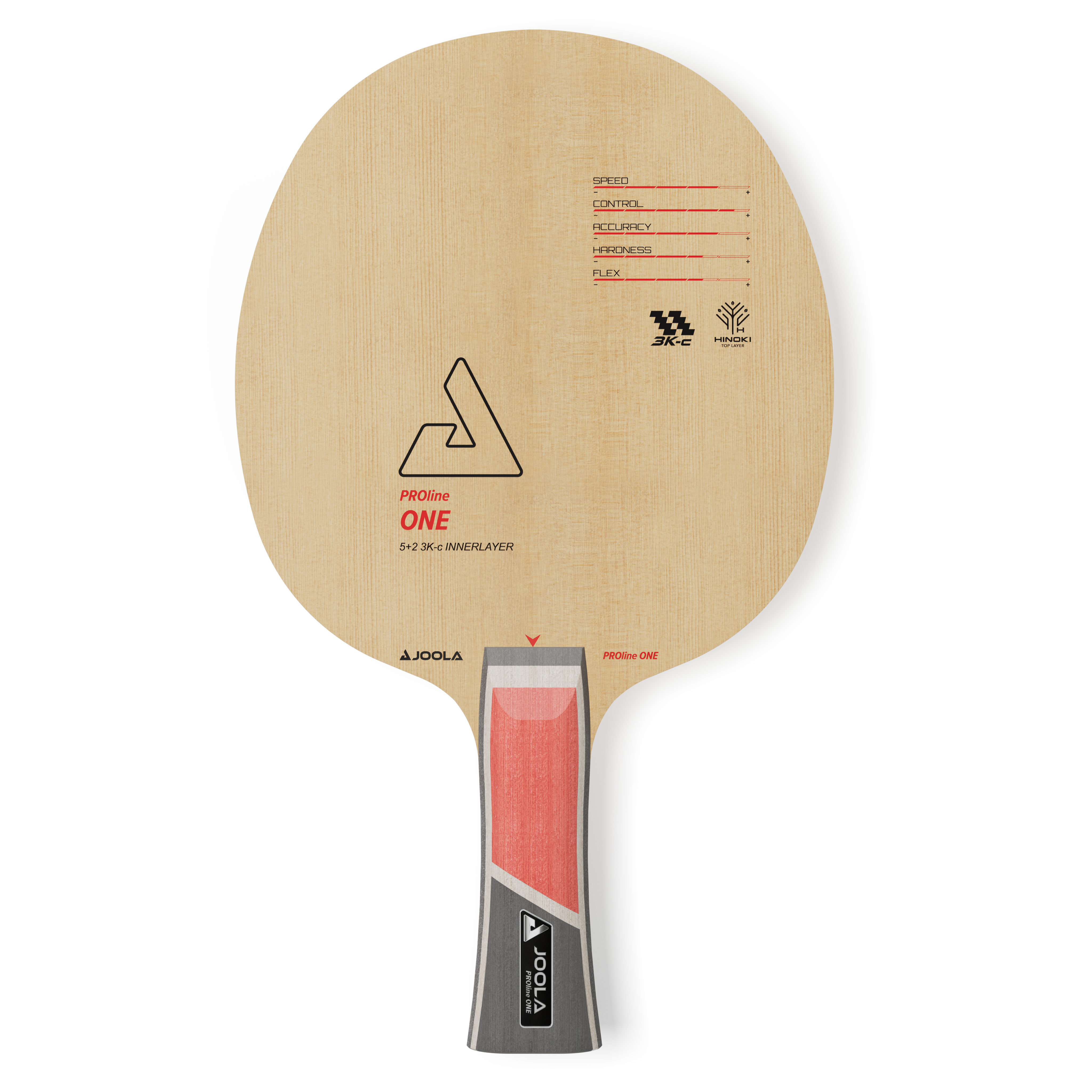 Tischtennisschläger JOOLA PROline ONE mit Holzgriff, 5+2 3K-c Innenschicht, Bewertung für Speed, Kontrolle, Genauigkeit, Härte, Flex.